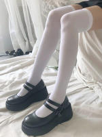 3 Pares De Calcetines Alta Moda Lolita Para Mujer Estilo Blanco Negro Solido Tipo De Calcetines: Media Caña Y Pies Largos - details 3