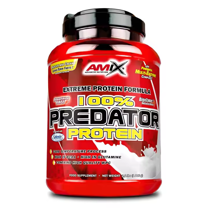 Amix Nutrition Proteína Predator Protein 1kg con Complejo Multi-enzimático Digestivo y BCAA Esenciales - 1