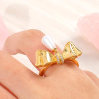 Encanto Anillo de aleación con forma de lazo y perlas de imitación para mujer,
anillos grandes elegantes de cristal para fiesta de boda, joyería Simple de moda, regalo para niñas - details 14