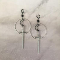 Pendientes Colgantes De Espada Gótica Para Mujer Joyería De Halloween Clásica Y Mística Regalo Elegante Con Doble Hoja Y Anillo - details 1
