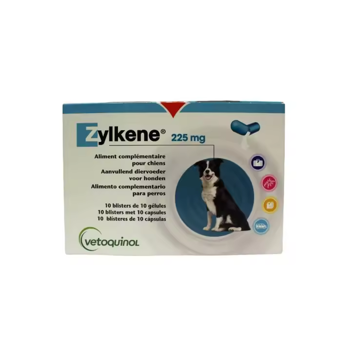 VETOQUINOL - Zylkene (225 mg) - Tranquilizante Natural para Perros de Raza Mediana & Grande (10-30 kg) (100 Cápsulas) - 1