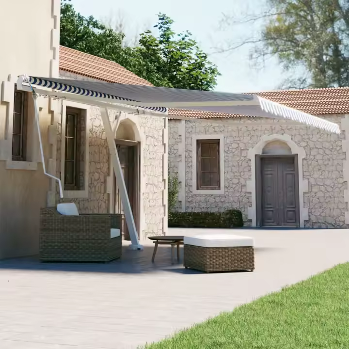 vidaXL Toldo de pie automático azul y blanco 450x300 cm - 1