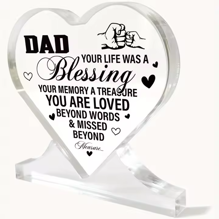 Regalo De Luto Por La Perdida De Padre Placa De Acrílico En Forma De Corazón Para Recuerdos De Papá Decoración De Figura De Miniaturas - 1