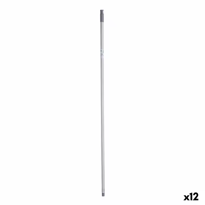 Palo para Escoba Rayas 2,3 x 130 x 2,3 cm Gris Metal (12 Unidades) - 1