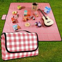 Manta de picnic impermeable para playa, 200 x 200 cm, lavable, ligera , con asa, color rojo a cuadros - details 1