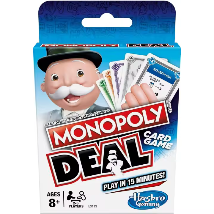 Juego de Cartas Monopoly Deal - Juego Rápido para Familias - Niños de 8+ - 2 a 5 Jugadores - 1