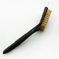Cuchillo de Cerdas para Barbacoa con Raspador de Metal, Negro/Latón, 20,8x13x4,4 cm - Herramienta de Limpieza de Parrillas de Calidad para Baracoas - details 1