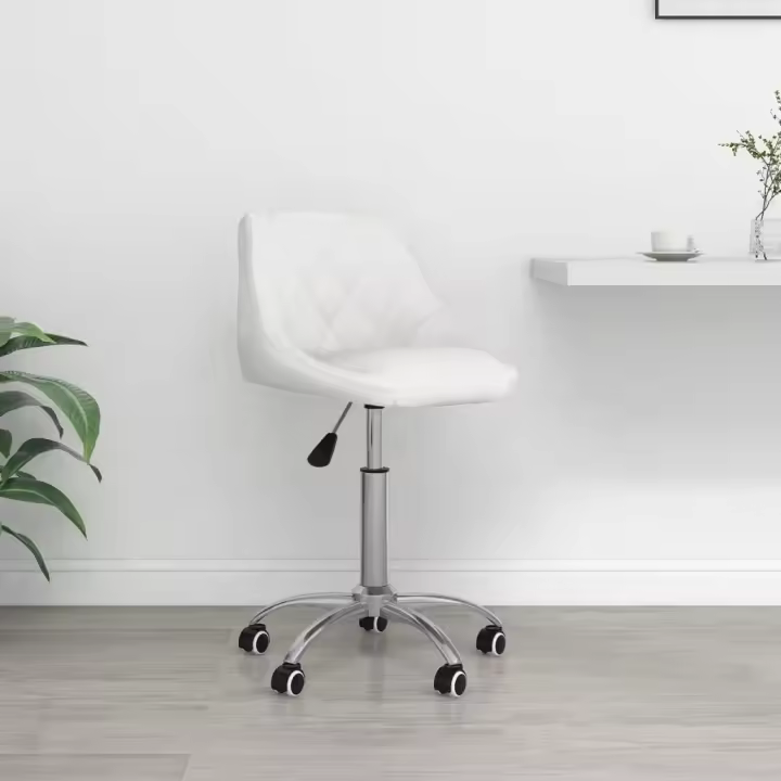vidaXL Silla de oficina giratoria de cuero sintético en color Blanco/Negro | cómodas modernas ergonómicas para comedor cocina salón hogar - 1