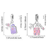 Colgante De Encanto De Maleta De Vestido Rosa Y Morado En Plata De Ley 925 Para Pulseras Joyería Fina Para Mujeres De Alta Calidad - details 1