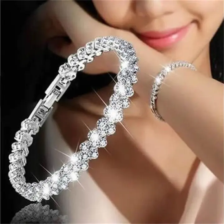 Pulsera Romana De Zinc Con Diseño De Corazón Y Cristales Zirconia Para Bodas Y Sensación De Moda Unisex - 1