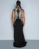 Vestido De Noche Largo Para Mujer Con Pedrería Y Abertura Alta Vestido De Seda Y Spandex Elegante Y Sexy Para Bodas Y Fiestas - details 5