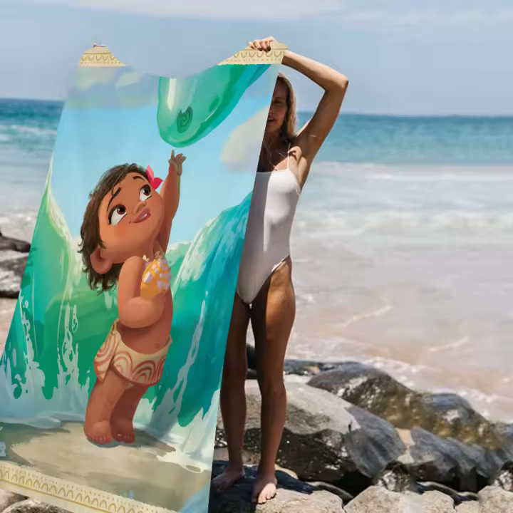 Toalla De Baño Moana Cartoon Microfibra Suave Absorbente De Agua Transpirable Para Niñas Decorativa Toalla De Playa - 1