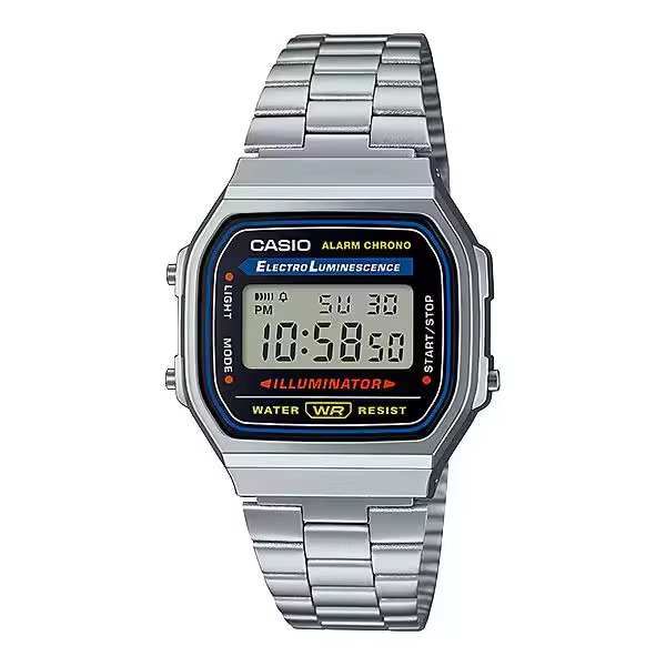 Casio A168WA-1WCR Plateado Electro Luminescence Original en caja - 1