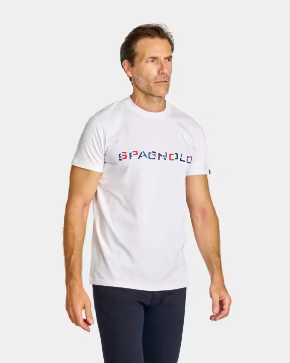 CAMISETA DE HOMBRE LOGO CORTES BLANCO BLANCO - 1