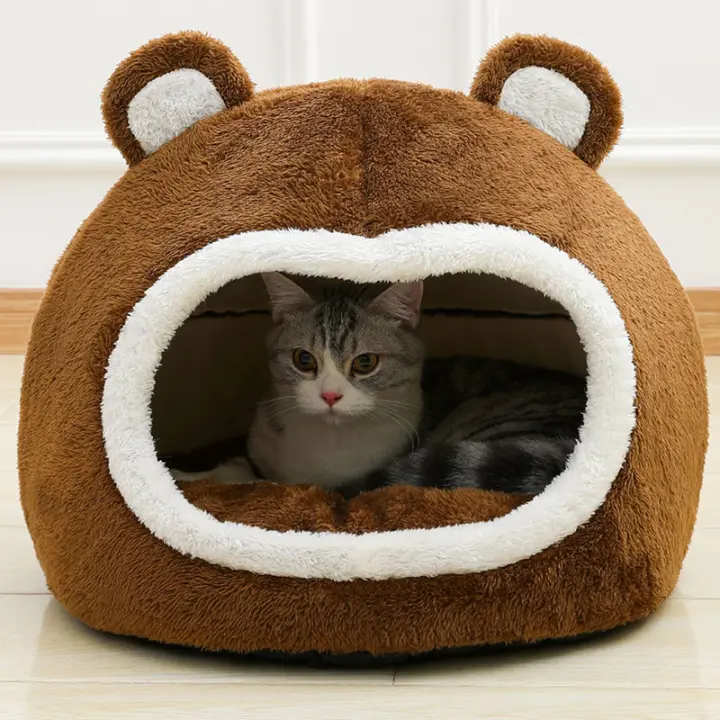 Cama De Gato Divertida Casa Caliente Para Mascotas Suave De Peluche Larga Sillón Para Gatos Jóvenes Y Pequeños Perros Tent De Cueva Para Mascotas - 1