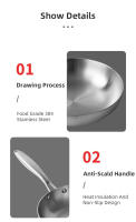 Sartén de freír 24/26/28cm Arce inoxidable 304 2mm Grueso wok pan 5 Capas Cocina profesional para Gas y inducción - details 1