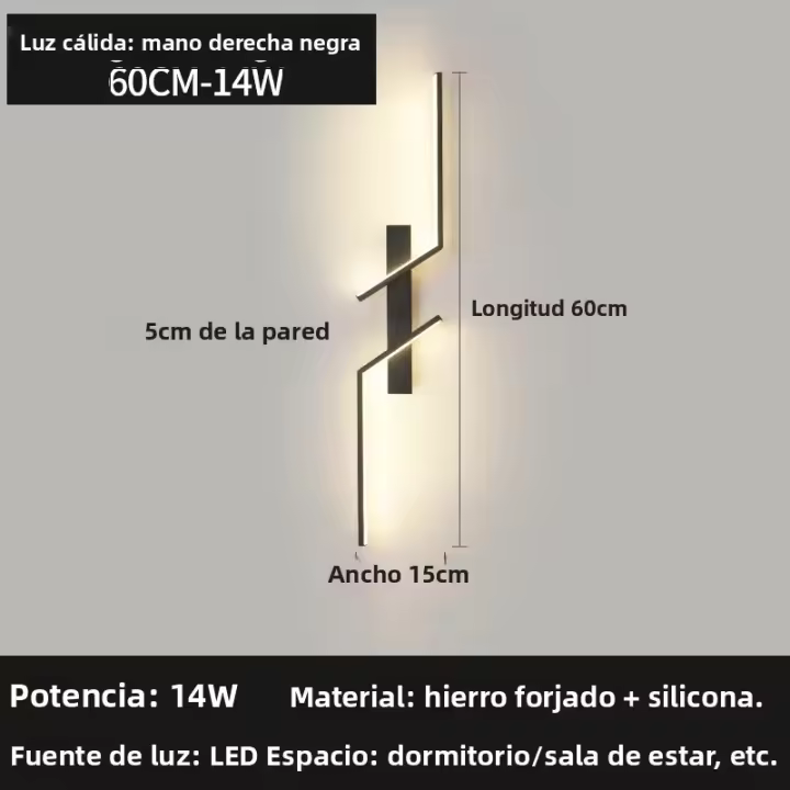 Lámpara De Pared LED Moderna Y Creativa Para Dormitorio Y Sala De Estar Iluminación Minimalista Para Sofa Y TV Incluye Bombillas Montaje En Pared Material Aluminio - 1