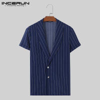 Camisa De Verano Para Hombre INCERUN Moda Corta Cuello V Casual Striped Top Para Calle Ropa Unisex Botones Talla S-5XL - details 6