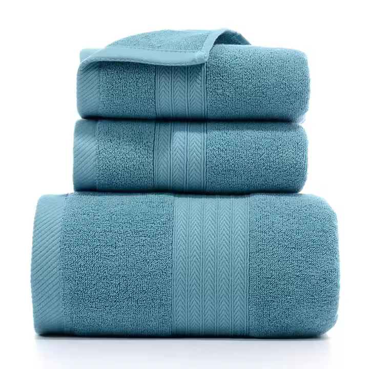 3 juegos de toallas de baño, paño absorbente de algodón suave - 1
