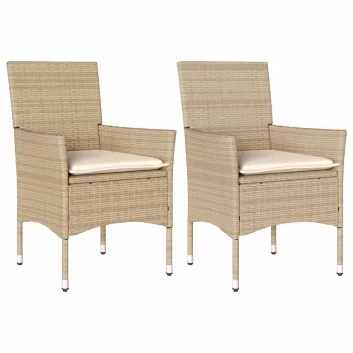 vidaXL Sillones de jardín con cojines 2 uds ratán sintético beige - 1