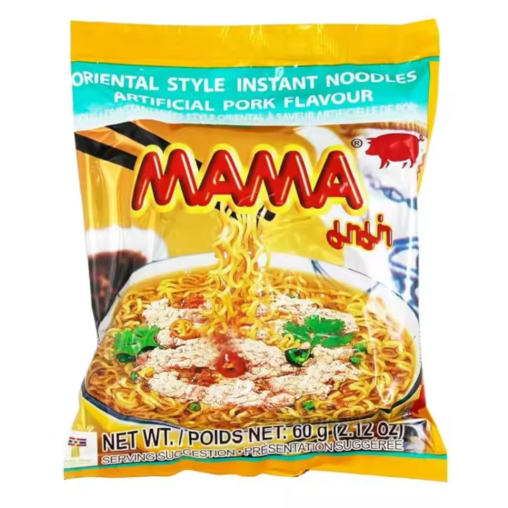 Mama GNOODLES INSTANTANEOS SABOR A CERDO 60G  (paquete de 10 /20/30) - 1