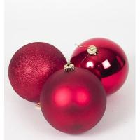 Gerimport Caja con 3 bolas de Navidad Rojo 15 cm - details 0