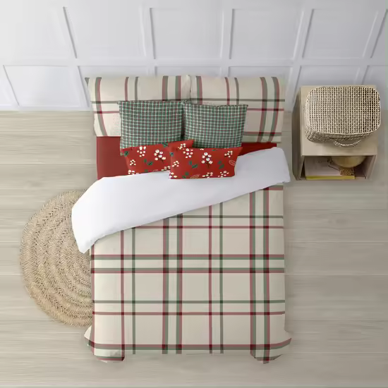 BL BELUM - Funda nórdica con botones cuadros navidad - Funda Nórdica Extrasuave - Funda Nórdica 100% Made in Spain - 1