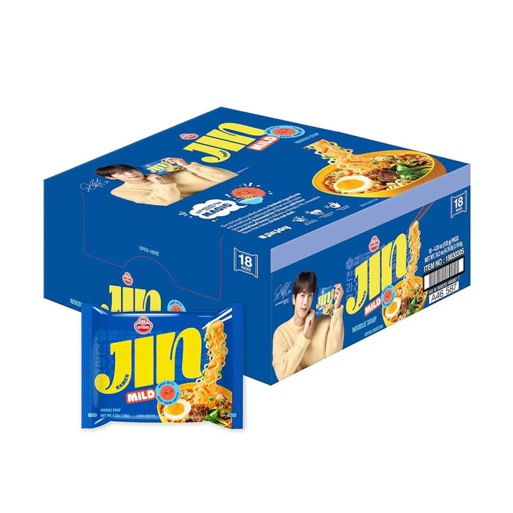 Ottogi Jin Ramen Mild – Fideos Instantáneos Coreanos en Vaso 120g x 20 Unidades | Ramen Suave, Listo en 3 Minutos