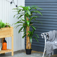 Outsunny Planta Artificial Decorativa Dracaena con Maceta Árbol Sintético de 66 Hojas para Jardín Balcón Oficina Salón Ø20x160 cm Verde - details 5