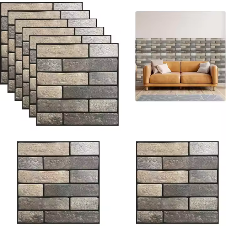 Paneles de ladrillos autoadhesivos de 10 piezas, ladrillo de papel pintado 3D, pegatina de pared DIY de 30x30cm es 3D para dormitorio, cocina y sala de estar - 1