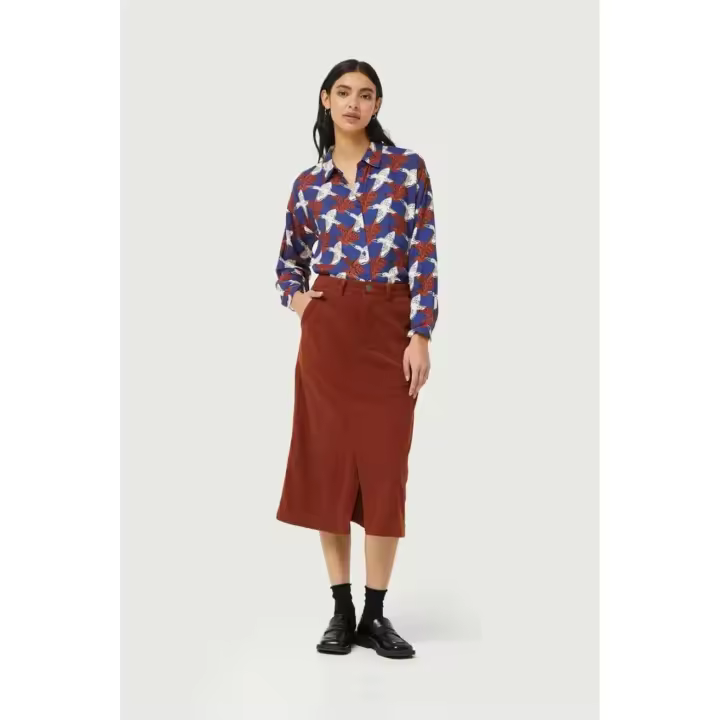Compañia Fantastica Falda Midi Pana Marrón Talla L - 1