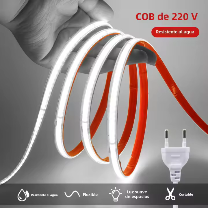 Tira De LED Flexível AC 220V 240Leds/M IP65 Impermeável 10CM Corte 3000K 4000K 6000K Para Decoración Del Hogar Luz De Cadena De Trenzado - 1