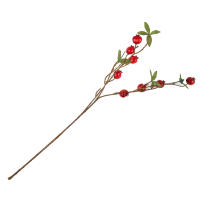 Rama De Pimienta Con Hojas Y 9 Cabezas De Pomegranato Falsas Rojas Y Naranja Para Decoración De Jardín Y Hogar Material De Seda - details 5