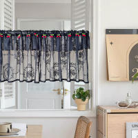 Cortinas Blancas De Encaje Cortas Para Cocina Con Doble Capa Diseño De Cereza Transparente Decoración Para Ventanas Y Puertas De Sala De Estar Material Poliéster - details 1