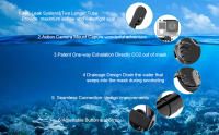 Máscara De Snorkel Con Visión Panorámica De 180° Antiniebla Y Antirreventón De Silicona Top Seco Diversión Subacuática Y Natación Con 2 Snorkels - details 5