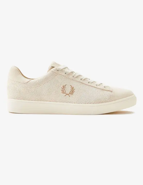Fred Perry Zapatillas Spencer Ante Perforado Avena / Gris Piedra Cálido - 1