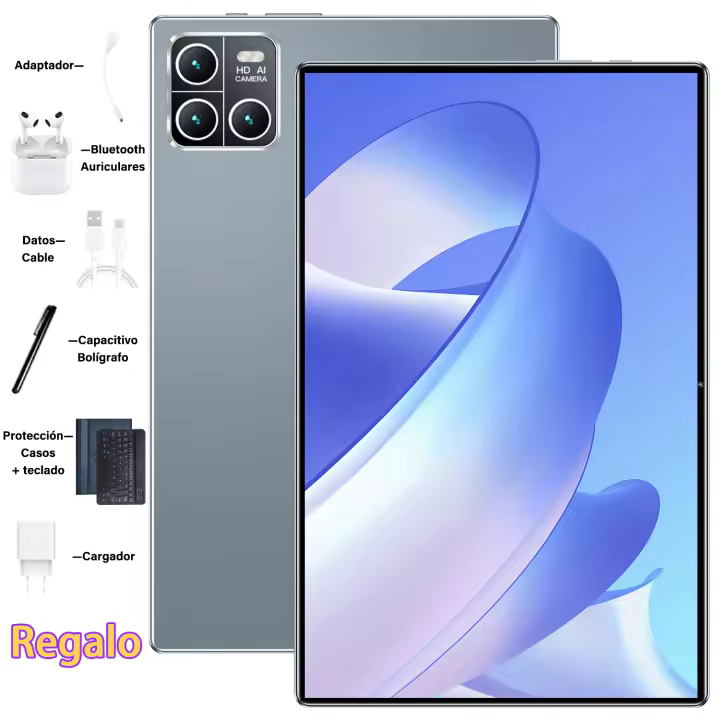 2025 5G original nueva versión global de la tableta Android 16GB Ram 1tb ROM Android 13.0 20000 Mah 5MP 13mp red Bluetooth WiFi 14 núcleo doble tarjeta con funda de teclado auriculares Bluetooth - 1