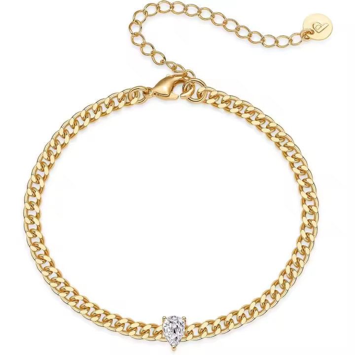 Pulsera Solitario con Diamantes 14K | Pulseras de dama de honor | Pulseras de cable de acera para mujer - 1