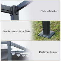 Pabellón de Jardín 4x3m WITH Tejado de Maple, Pabellón de Jardín WITH Tejado regulable, Independiente, Protección solar para patio y Jardín, Dark Gris - details 3