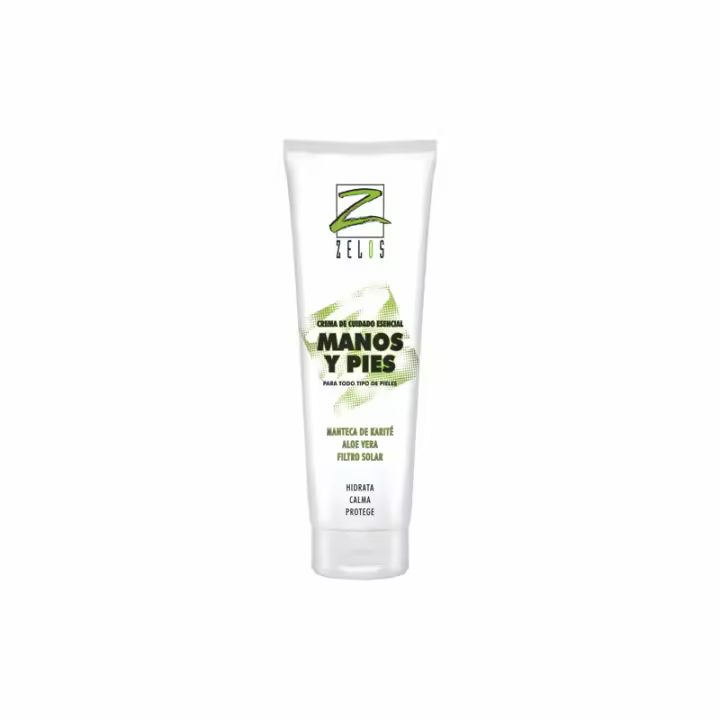 Zelos Crema de Manos y Pies - Cuidado Esencial - 150 ml - Manteca de Karité y Aloe Vera - Textura Ligera - Todo Tipo de Pieles - 1