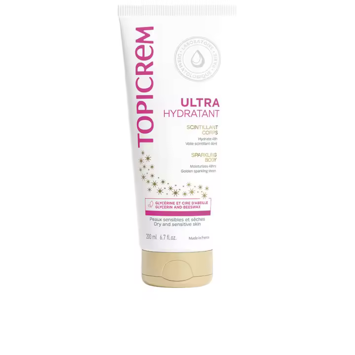 Cosmética Corporal Topicrem UH leche ultra hidratante corporal piel brillo dorado - 1