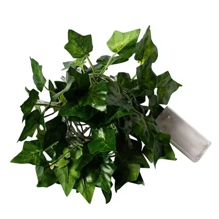 Cadena De Luces De Hojas Verdes Falsas 2M Con 20 LED Luz De Navidad Impermeable Y Alimentada Por Batería Para Decoración De Pared Y Casa - 1