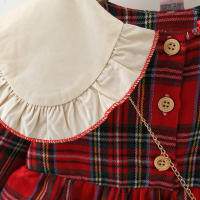 Conjunto De 2 Vestidos Para Niñas Con Colgante De Conejo Estilo Princesa De Primavera Y Otoño Largo Con Mangas Plaid Gran Escote Vestido De Algodón Y Poliéster - details 11