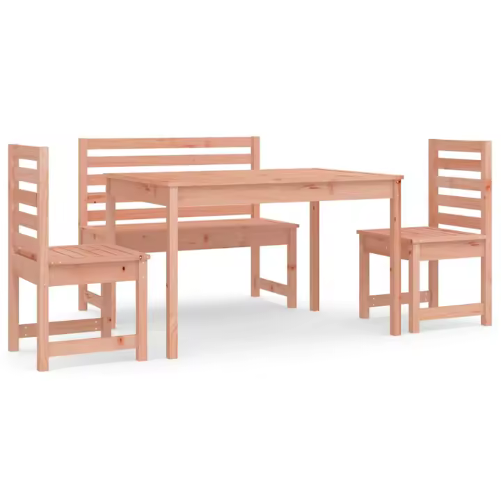 vidaXL Juego de comedor para jardín 4 pzas madera maciza abeto Douglas - 1