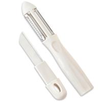 moem&an Pelador Patatas con Cuchillo, 3en1 Multipelador de Frutas y Verduras, Pelador Verduras, Pelador Multiusos | Pela Laminas Juliana | Cuchillas: Acero Inoxidable, Oscilantes, Afiladas | Mango Ergonómico - details 2