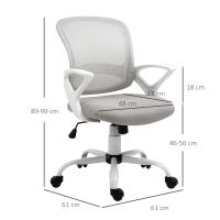 Vinsetto Silla de Oficina Silla de Escritorio de Malla Transpirable Basculante con Altura Ajustable Asiento Giratorio 360° y Soporte Lumbar 61x61x89-99 cm Gris - details 2