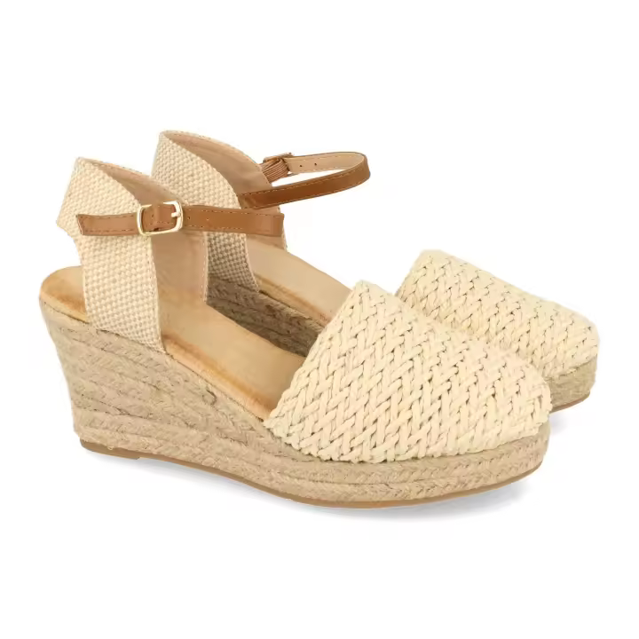 PuntoSalao Alpargatas de cuña en yute con textura mujer color beige - 1