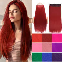 Extensiones De Cabello Sintético De 22 Pulgadas Unicas Con 5 Clips Textura Larga Y Recta Fibra De Alta Temperatura Color Negro Blanco Rojo - details 0