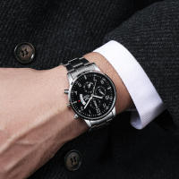 Reloj De Negocios Para Hombre Moda Correa De Acero Calendario Relogio Masculino Sin Caja Movimiento Cuarzo Marcadores Numerales Arábicos - details 1