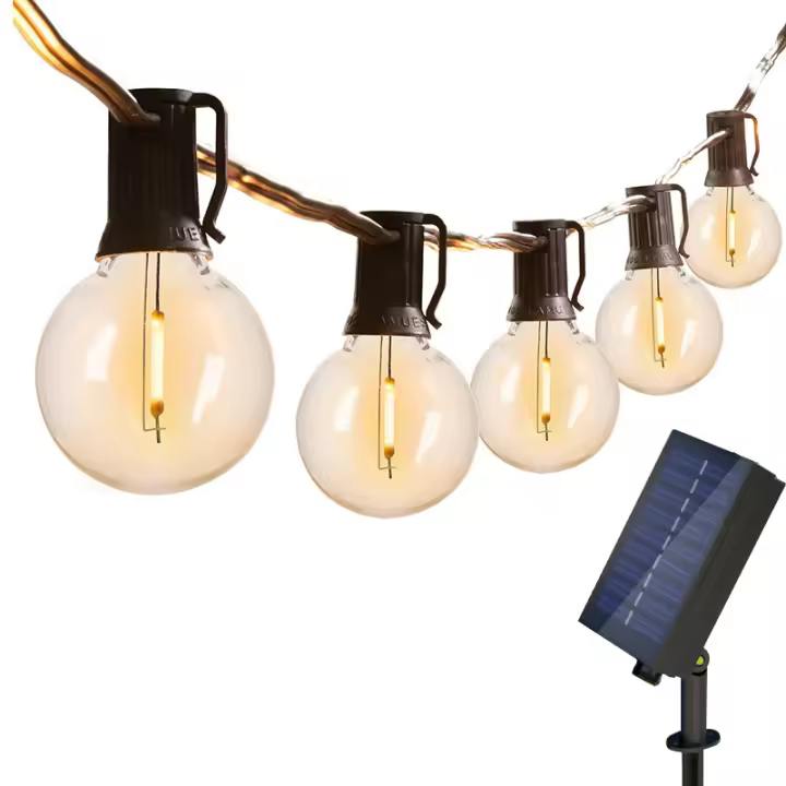 Guirnalda Solar Exterior G40 40LEDs Impermeable Para Bodas Y Fiestas Decoración De Jardín Cumpleaños Iluminación De Atrio Patio Té - 1